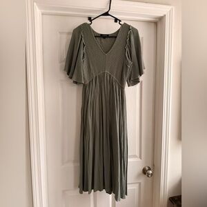 Olive green midi dress